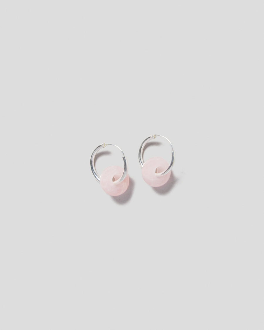 DONUT EARRINGS PINK QUARTZ